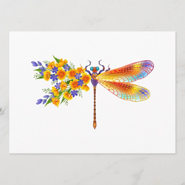 Menu libellule de fleurs jaunes (Devant)