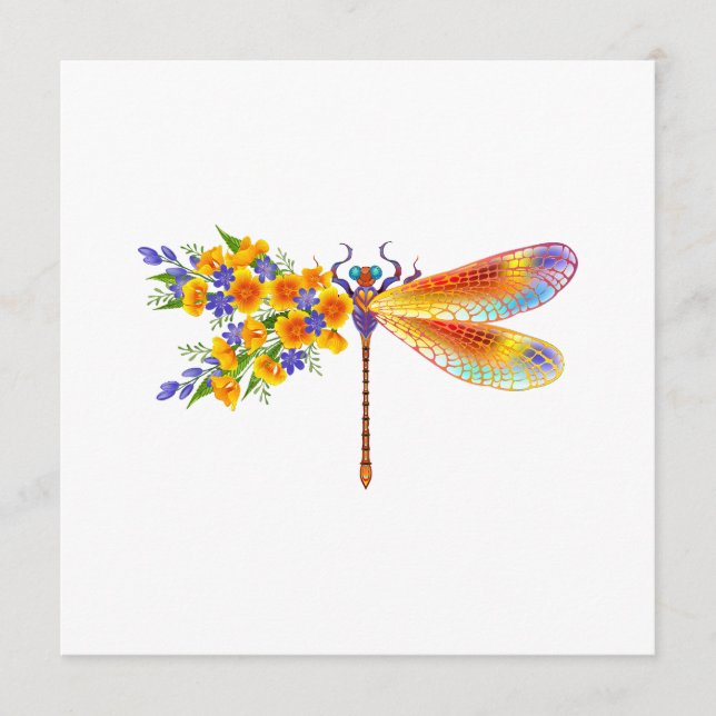 Menu libellule de fleurs jaunes (Devant)