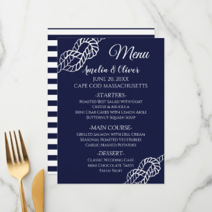 Menu Lien La Corde Nautique Knot Mariage White Navy