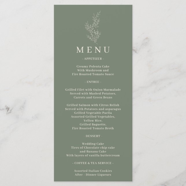 Menu Ligne de lierre à fleurs vert sauge (Devant)