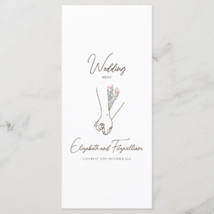 Menu Ligne minimaliste Couple Couple tenant Mains Fleur