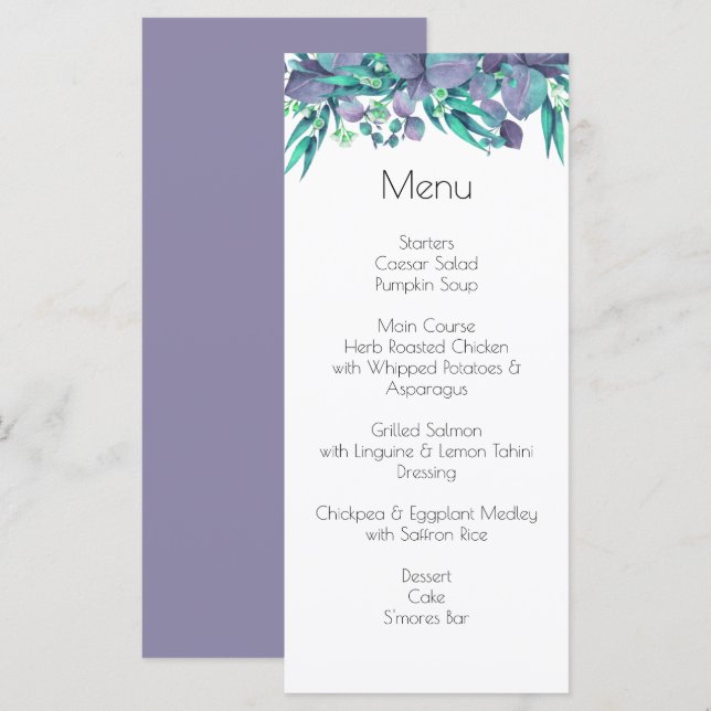 Menu Lilac & Mariage vert clair (Devant / Derrière)