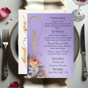 Menu Lilas Bleu - Monogramme, Fleurs sauvages et Merci