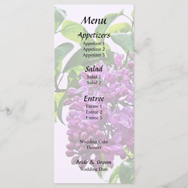 Menu Lilas en fleurs (Devant)