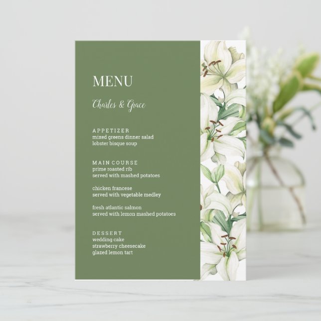 Menu LILY Blossom Elegance Mariage (Debout devant)