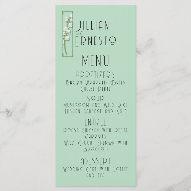 Menu Lily de Vallée avec des fougères || Vert doux (Devant)