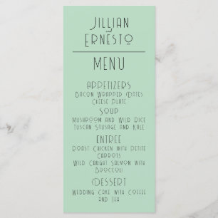 Menu Lily de Vallée avec des fougères    Vert doux
