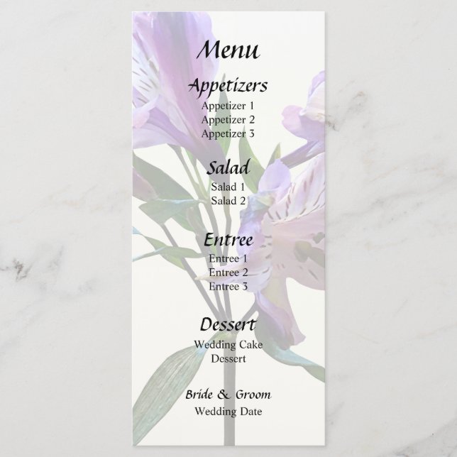 Menu Lily Péruvien Violet (Devant)