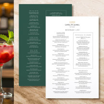 Liste de Boissons Classiques Restaurant Minimalist