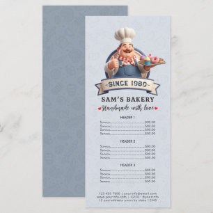 Menu Liste de prix des desserts de pâtisserie du chef p