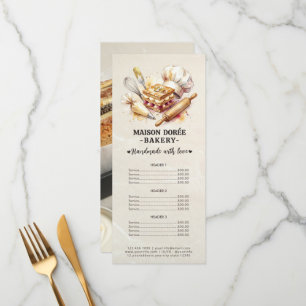 Menu Liste de prix d'or de traiteur de boulangerie Pâti