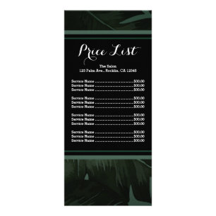 Menu Liste de Prix Feuilles Tropicales Chic Green