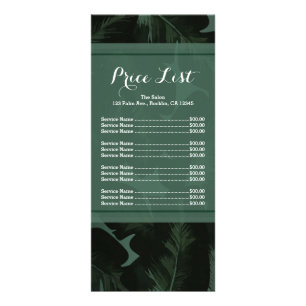 Menu Liste de Prix Feuilles Tropicales Chic Green