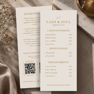 Menu Liste de prix QR pour Artiste Maquilleuse Simple L