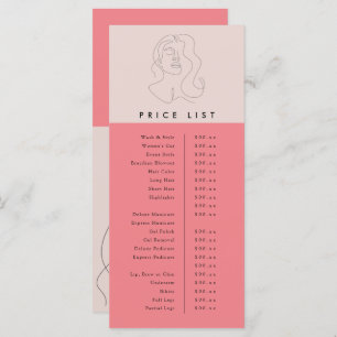 Menu Liste des prix de beauté des blocs de couleur