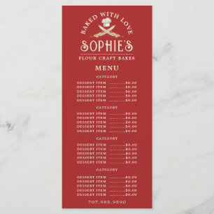 Menu Logo Baker unique boulangerie pâtisserie Chef Red