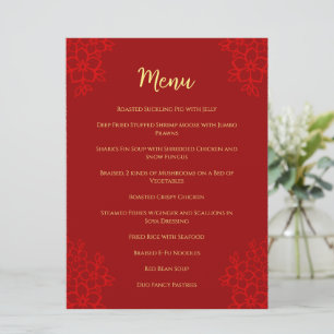 Menu Logo floral rouge mariage chinois double bonheur M