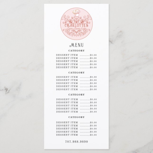 Menu Logo rose Rose boulangerie Baker (Devant)