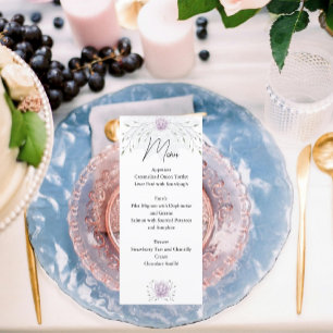 Menu Lotus simple feuille et rose avec Mariage Mandala