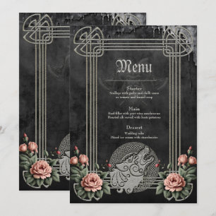 Menu Loup Viking & Roses. Une tête de loup stylisée