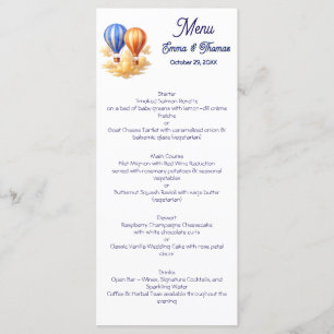 Menu Love Is in the Air Hot Air Balloon Travel Mariage