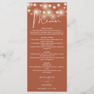 Menu Lumières de Chaîne Élégantes Mariage Dîner Terraco