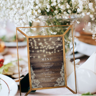 Menu Lumières Rustiques en Bois et Guirlandes
