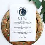 Menu Lune de nuit minimaliste simple céleste mariage<br><div class="desc">Menu céleste simple minimaliste avec lune d'aquarelle et étoiles pour mariage de nuit. Convient pour l'anniversaire,  l'anniversaire et toute autre fête. Veuillez me contacter si vous avez besoin d'autres articles.</div>