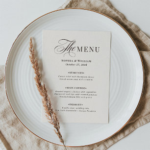 Menu Luxe Ivoire et Marron Espresso Mariage Neutre