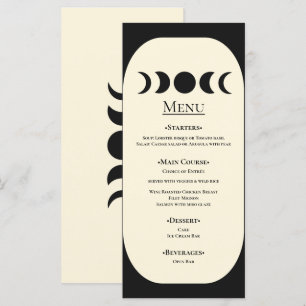 Menu Luxe Lunaire Noir & Crème Phase Lunaire Mariage
