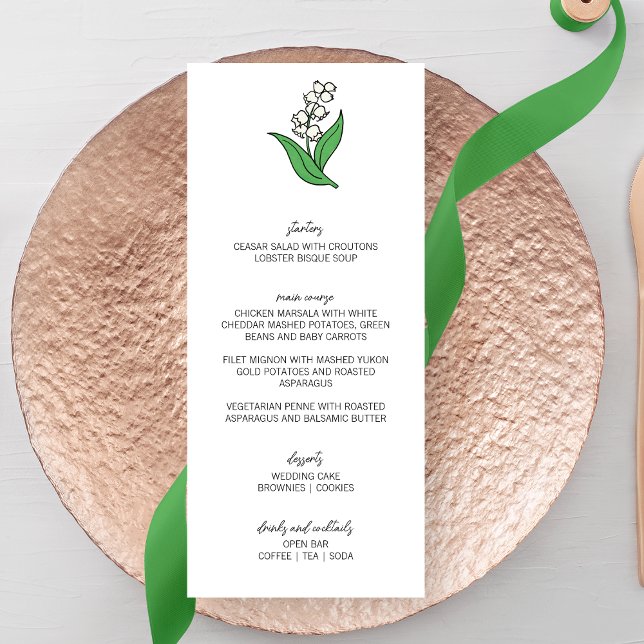 Menu Lys minimaliste du Mariage de la vallée (Créateur téléchargé)