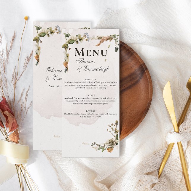 Menu Magnifique mariage floral d'été séché (Créateur téléchargé)