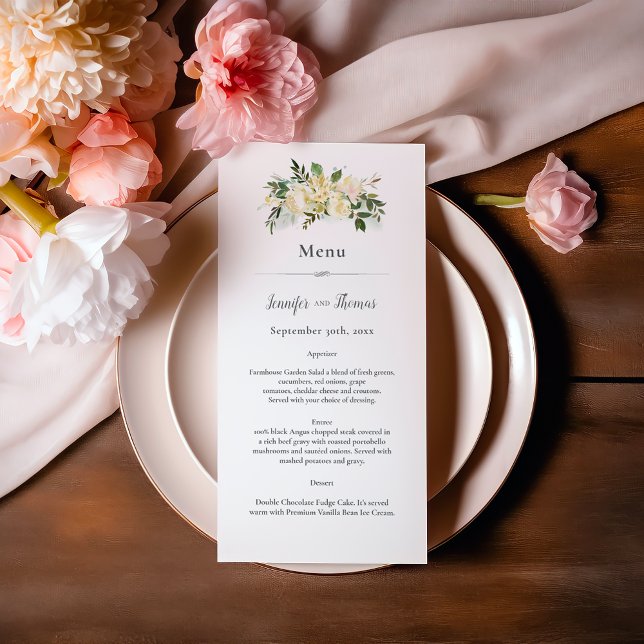 Menu Magnifiques Roses Blanches Mariage Floral (Créateur téléchargé)