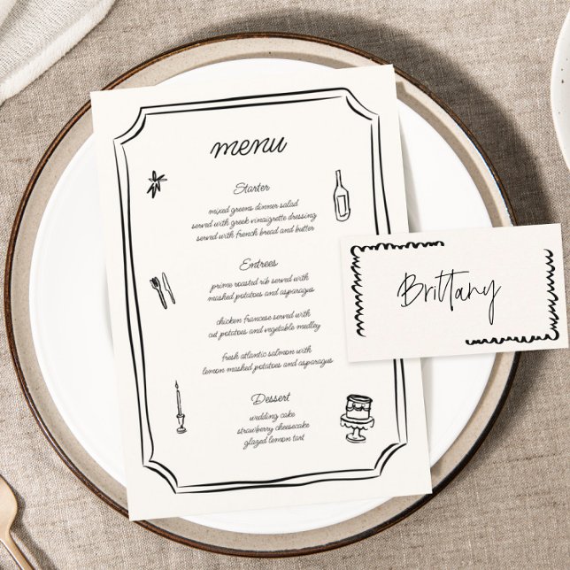 Menu Main fantaisiste tirée Mariage français (Créateur téléchargé)