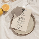 Menu Main moderne écrite dessinée Rétro Mariage origina<br><div class="desc">Un menu coloré rétro et moderne,  noir et blanc mariage pour le dîner. Ce qui présente le design modèle chic de crémeux laiteux arrière - plan et de la typographie manuscrite noire. Avec un couteau tiré à la main et une fourchette. Un Parfait et assorti à toute la suite.</div>