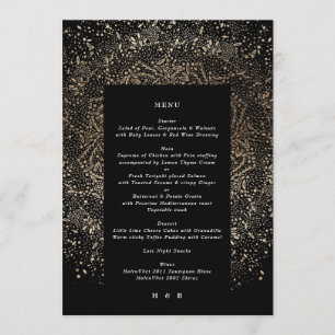 Menu Main Whimsical Formal tiré Mariage noir et or