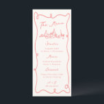 Menu Main Whimsical tiré Pastel Coral Mariage<br><div class="desc">Ce design adorable présente des éléments dessinés à la main et un texte fantaisiste en gras.</div>