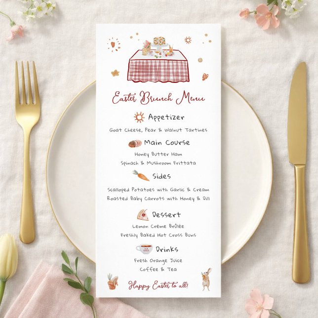 Menu Main Whimsical tiré Printemps Pâques Brunch (Créateur téléchargé)