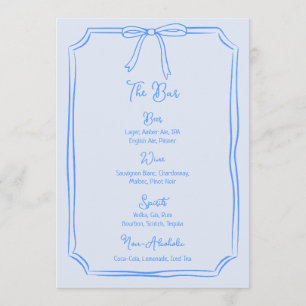 Menu Main Whimsical Tirée Bow Girly Coquette Bleu