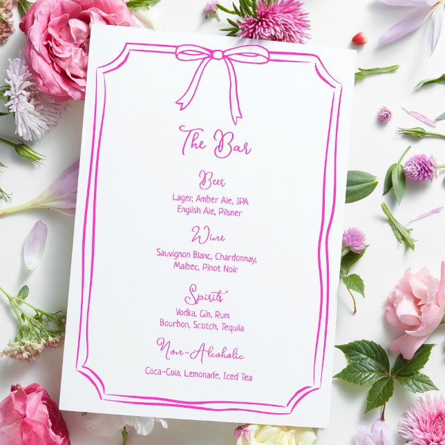 Menu Main Whimsical Tirée Bow Girly Coquette Rose (Créateur téléchargé)