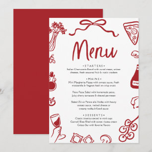 Menu Mains Rouges Tirées Italiennes Whimsical Pizza Pas