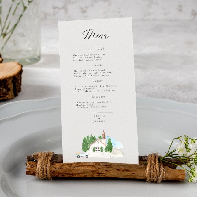 Menu Maison de mariage aquarelle italienne   (Créateur téléchargé)