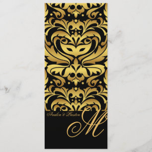 Menu majestueux de mariage damassé de monogramme
