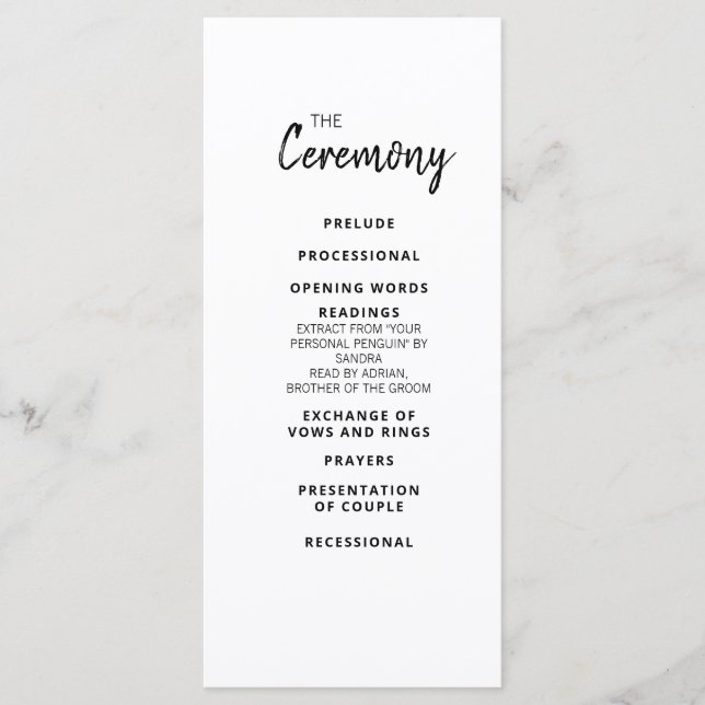 Menu Mandy Minimalist Simple Ceremony Party Program (Devant)