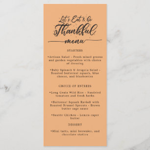 Menu Mangeons et soyons heureux Orange Thanksgiving
