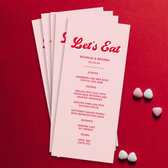 Menu Mangeons Mariage Rouge et Rose (Créateur téléchargé)