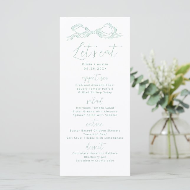 Menu Mangeons un Mariage de mâchoire vert clair (Debout devant)