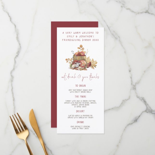 Menu Manger Boire Donner Merci Souris Amabilité (Devant/Arrière en situation)