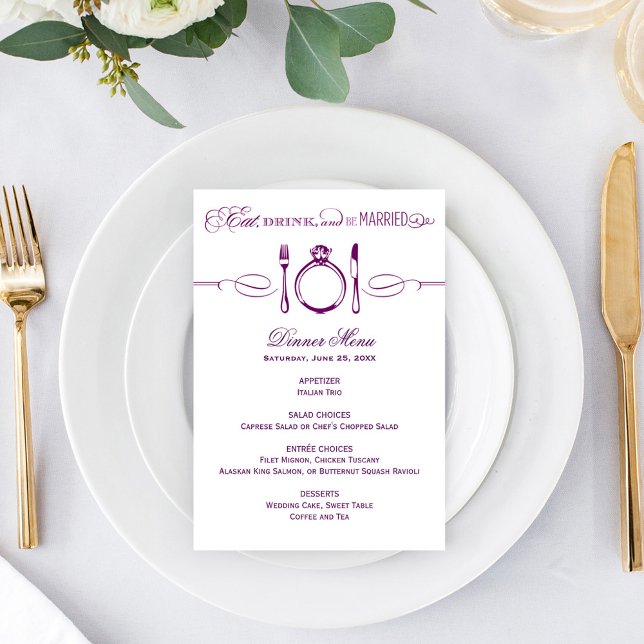 Menu Manger, boire et être marié dîner de mariage viole (Créateur téléchargé)
