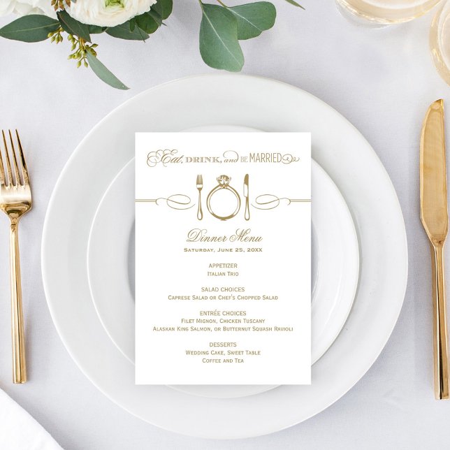 Menu Manger, boire et être marié Or Dîner de mariage (Créateur téléchargé)